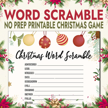 Christmas Word Scramble Game Printable No Prep, Christmas Day Games