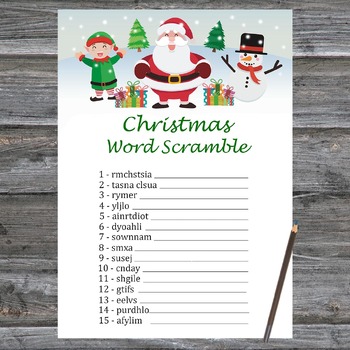 Christmas Word Scramble Game Printable,Santa Claus Christmas Activity