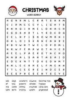 Preview of Christmas Word Search