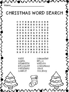 Christmas Word Search by Two Texas Teachers | Teachers Pay Teachers
