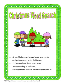 Christmas Word Search by Castle View Academy | Teachers Pay Teachers