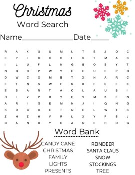 Christmas Word Search by Melissa Waters | TPT