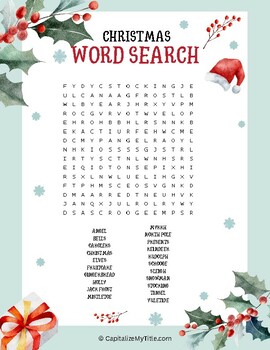 Christmas Word Search by Capitalize My Title | TPT