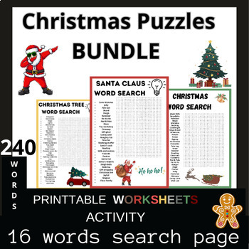Preview of Christmas Word Search Activities puzzles worksheets Bundle