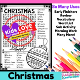 Christmas Word Search Activity : Early Finishers : Morning