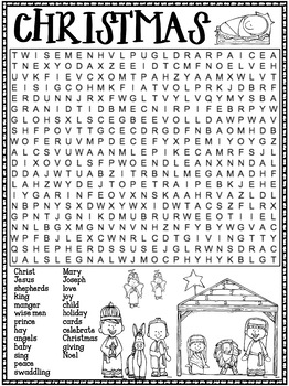 Christmas Word Search Activity Religious by Tied 2 Teaching | TpT