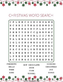 Christmas Word Search & Answer Key by Mrs Ks Classroom Favs | TPT