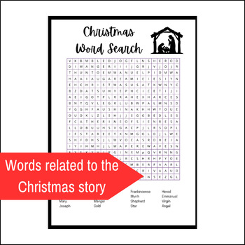 Christmas Word Search, Bible Scavenger Hunt Match & Crossword | TPT