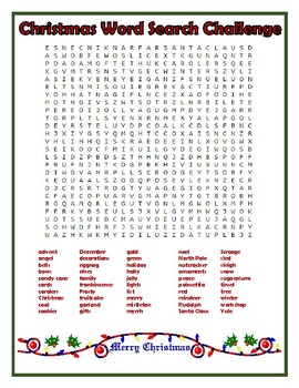 Christmas Word Search Challenge (50 Words) by Kelli Lovingfoss | TpT