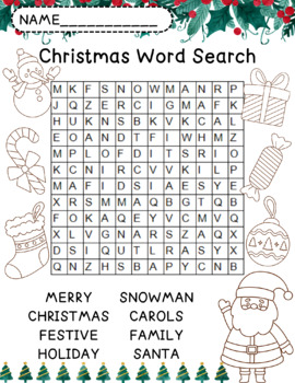 Christmas Word Search Coloring with an Answer Key by Thananist ...