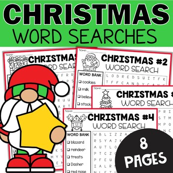 Preview of Christmas Word Search Fun Busy Morning Work December Fun for 1st 2nd 3rd Grades
