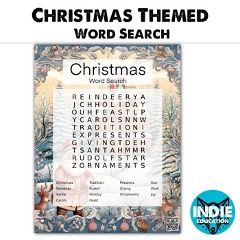 Preview of Christmas Word Search Illustrated Christmas Scene Lower Primary Level