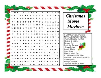 Preview of Christmas Word Search Movie Magic