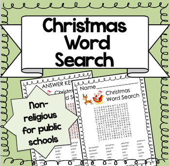 Preview of Christmas Word Search (Non-Religious Words)