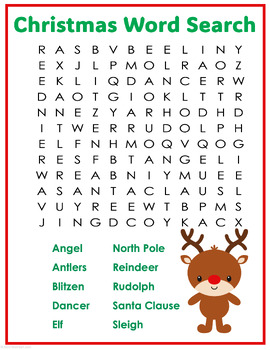 Christmas Word Search Puzzle by MathBell | TPT