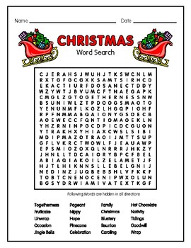 Christmas Word Search Puzzle | Grades 2 - 5 | Christmas Activities