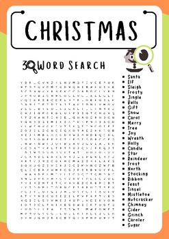 Christmas Word Search Puzzle Worksheet Activities, Brain Games | TPT