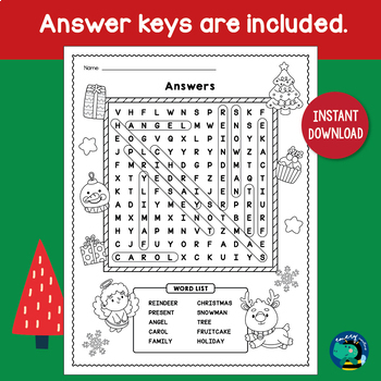 Christmas Word Search Puzzles | No Prep Printables by Emery Creations