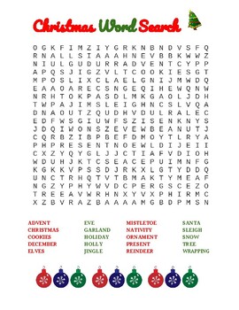 Christmas Word Search, Spelling List and Activities | TpT