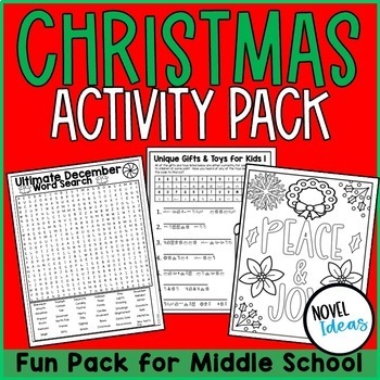 Preview of Christmas Word Search Activity Puzzles Cryptogram Coloring Pages Middle School