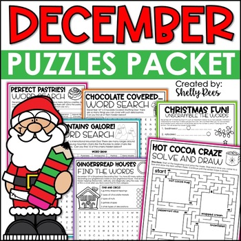 Preview of Christmas Word Search and December Puzzles Packet