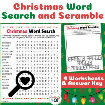 Preview of Christmas Word Search and Scramble Freebie