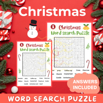Preview of Christmas Word Search puzzle game sights Word problem middle high 7th 8th 9th
