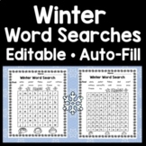 Winter Word Search -Editable Auto-Fill! {3 Different Sizes!}