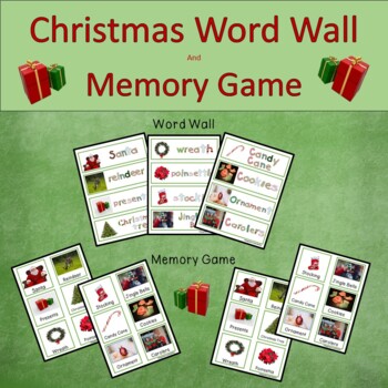 Christmas Word Wall and Memory Game by Wiggle Worms and Butterflies