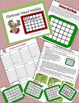 Preview of Christmas Word Wobble Game (word search, spelling, PowerPoint,wordsearch)