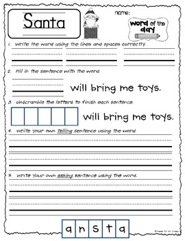 Christmas Word of the Day by Made For 1st Grade | TpT