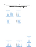 Christmas Words Spelling Assessment