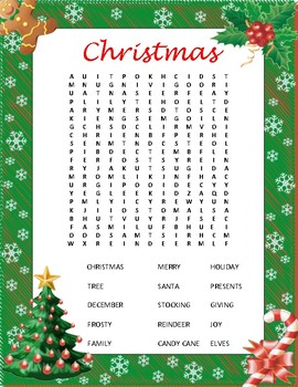 Christmas Word Search by From Tots to Teens | Teachers Pay Teachers