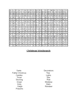 Preview of Christmas Wordsearch