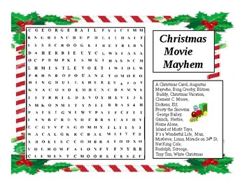 Preview of Christmas Wordsearch Movie Magic