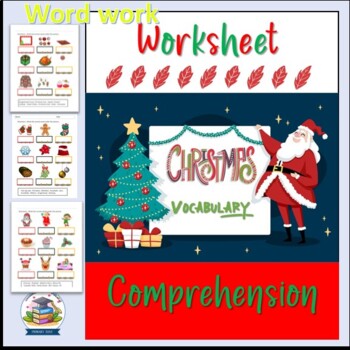 Christmas Worksheet Comprehension and Word Work Cards Vocabulary Review ...