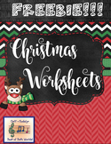 Christmas Worksheet  ~Freebie~ Elementary Music