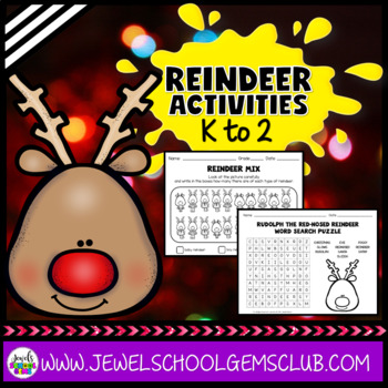 Preview of Christmas Worksheets December Reindeer Activities Kindergarten 1st 2nd Grade