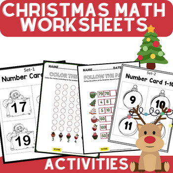 Preview of Christmas Worksheets No Prep Math and Literacy Activities Fun 1st 2nd Grade