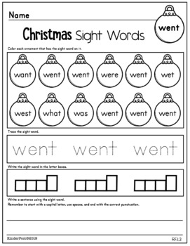 Christmas Worksheets for First Grade by KinderFest | TpT