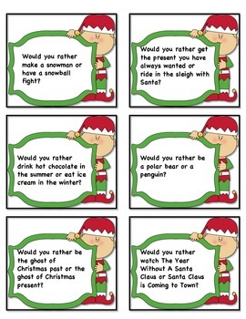 Christmas Would You Rather by Fun and Fancy Free in First Grade | TPT