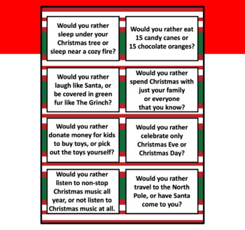 Christmas Would You Rather Cards by The Modern Homeschool | TPT
