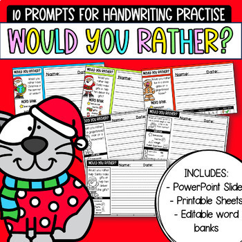 Preview of Christmas 'Would You Rather?' | Handwriting Printables & PowerPoint |