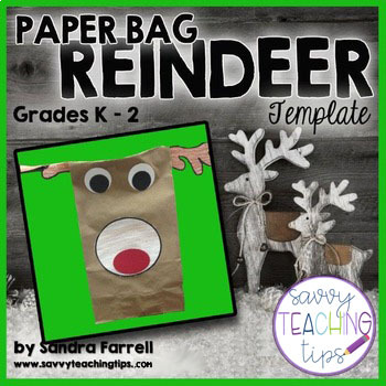 Preview of Christmas Wrapping - Reindeer Paper Bag Template