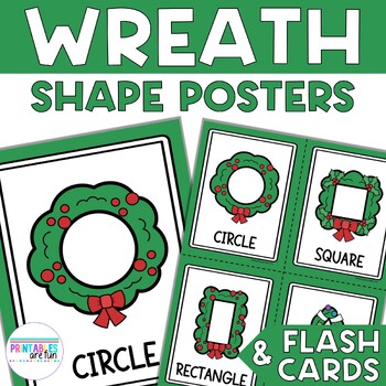 Preview of Christmas Wreath 2D Shape Posters and Flash Cards | Preschool Math Activity