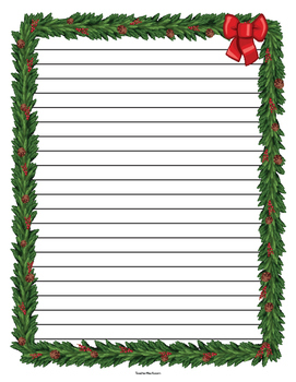 Christmas Wreath Border Lined Paper by Teacher Vault | TpT