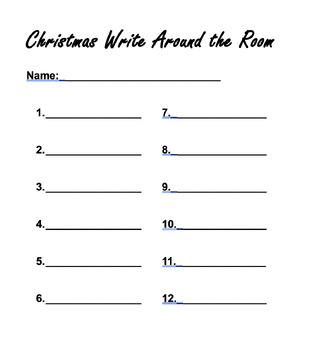 Preview of Christmas Write Around the Room