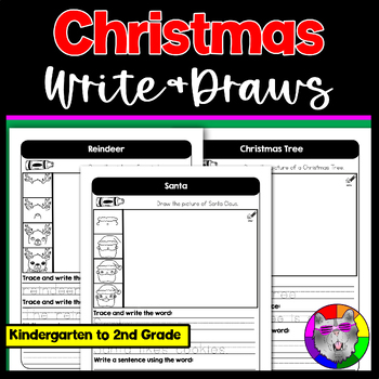 Preview of Christmas Write and Draws, Handwriting Journals & Directed Drawings K-2nd