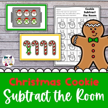 Preview of Christmas Math Games - December Subtraction to 10 - Cookie Subtract the Room