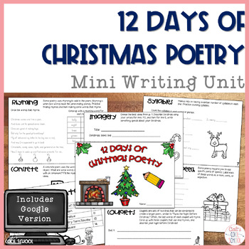 Preview of Christmas Writing: 12 Days of Poetry Booklet with Google & Print Version